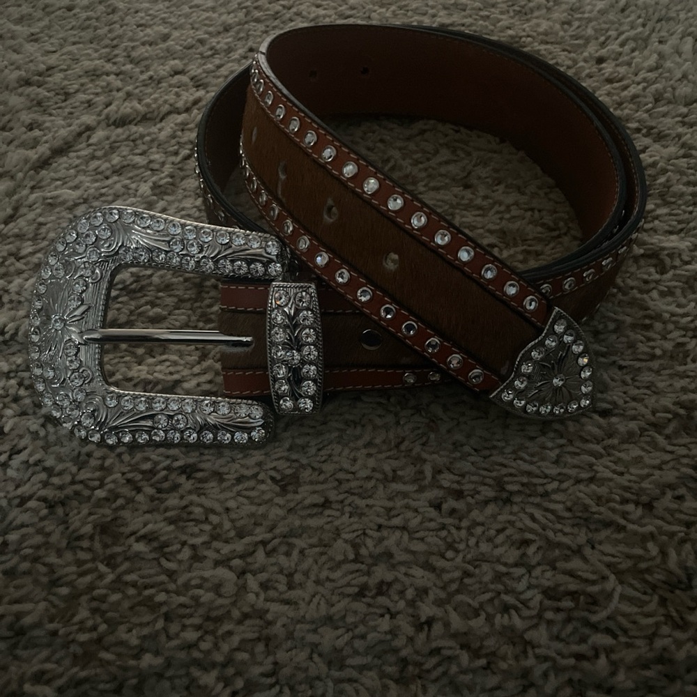 Buckle Brown and Silver Embellished Belt